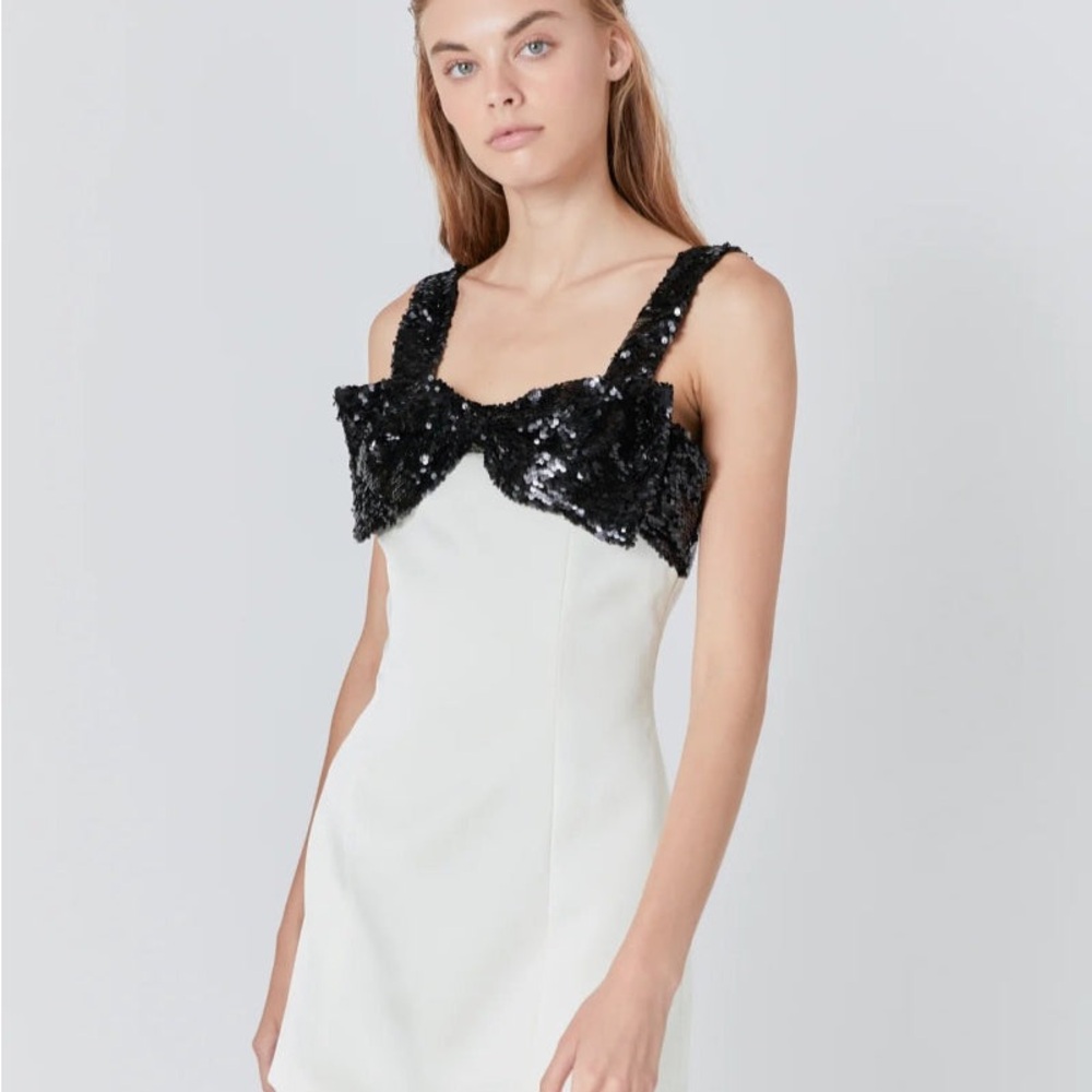 NWT MSRP $110 Endless Rose Elegant Black and White Sequin Dress